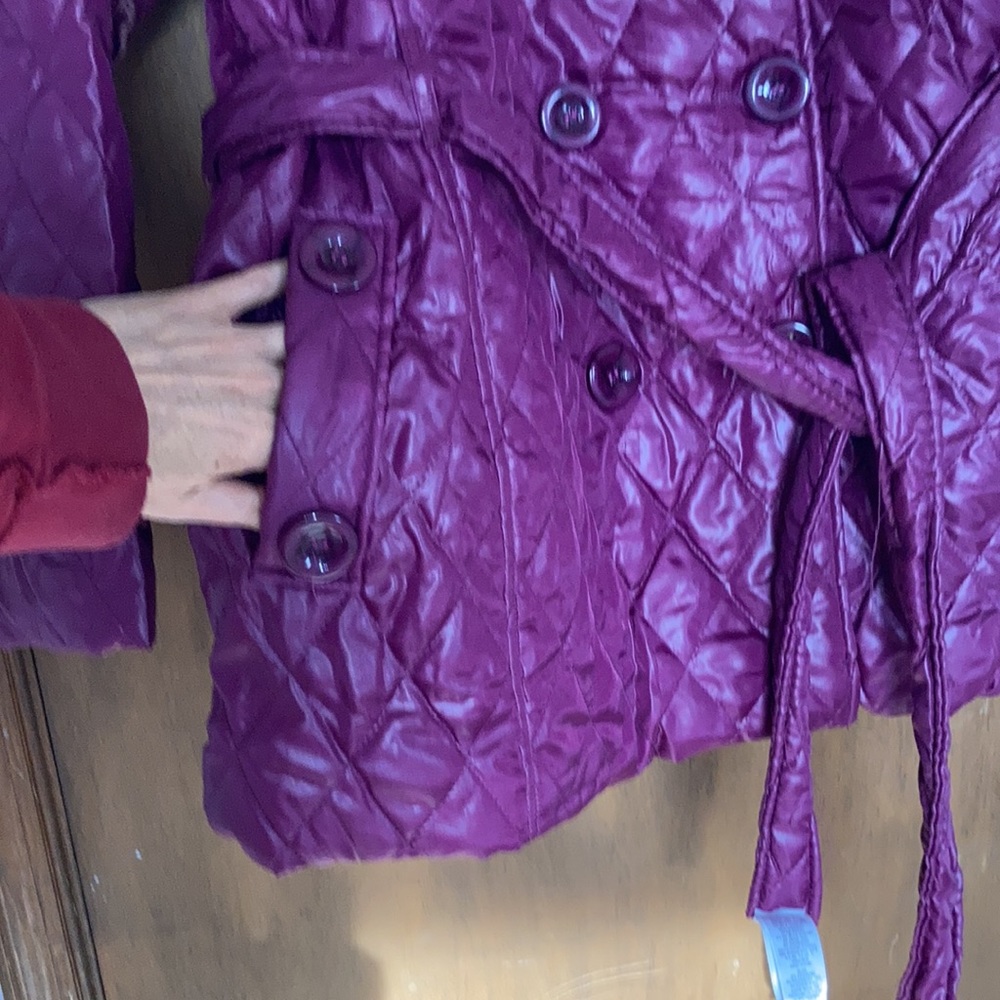 Last Chance❌ La mode plus detachable faux fur collar quilted coat w belt size 42 - Picture 9 of 16